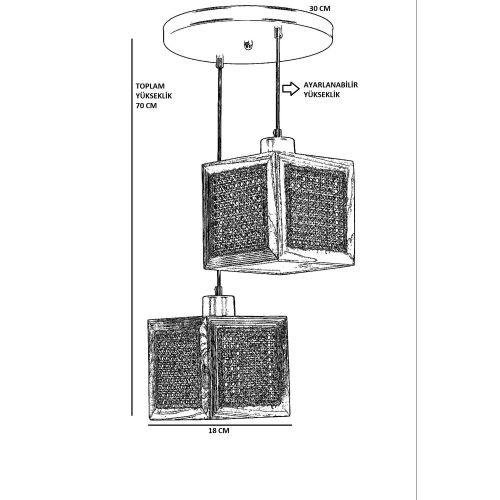 Kumsal 2 Li Tepsili Ceviz Rattan Avize Rattan
Walnut Chandelier slika 3