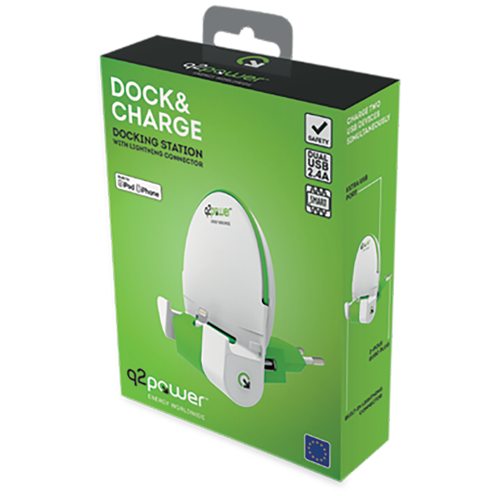 q2power Docking station sa Lightning konektorom - DOCK&amp;CHARGE L EURO slika 2