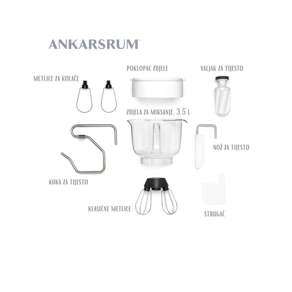 Ankarsrum Mikser sa posudom - Kuhinjski robot Assistent Original AKM 6230, Bijeli slika 6