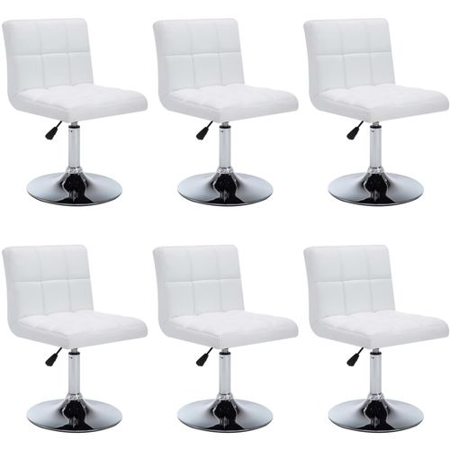 Blagovaonske stolice od umjetne kože okretne 6 kom bijele slika 1
