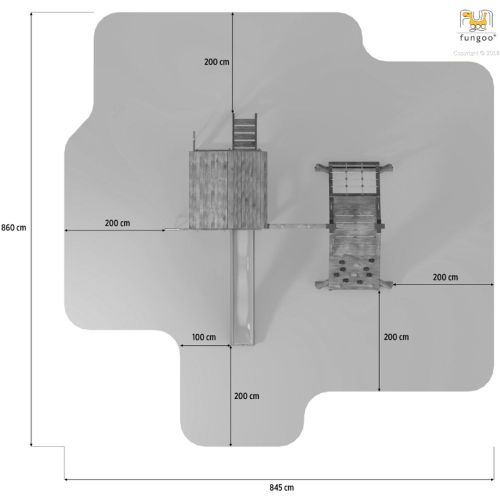 Fungoo set FORTRESS SPIDER sivo - belo - drveno dečije igralište slika 3