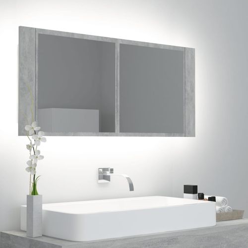 LED kupaonski ormarić s ogledalom siva boja betona 100x12x45 cm slika 10
