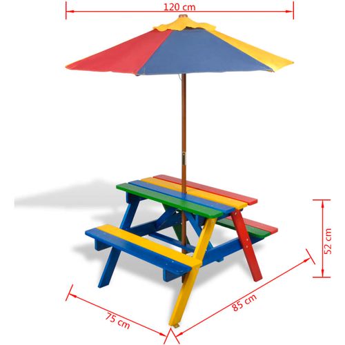 Dječji stol &amp; klupe za piknik sa suncobranom četiri boje slika 32