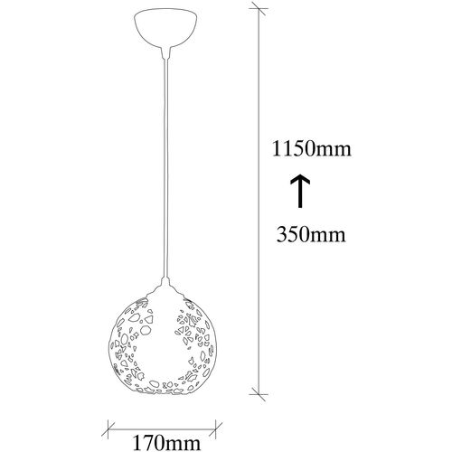 Opviq Visilica FELLINI metalna crna 17 cm, visina 115 cm, podesiva visina, duljina kabla 90 cm, E27 40W, Fellini - MR - 788 slika 6