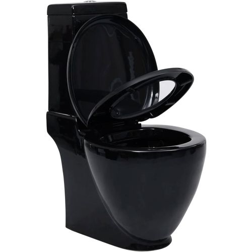 Keramička okrugla toaletna školjka s protokom vode crna slika 38