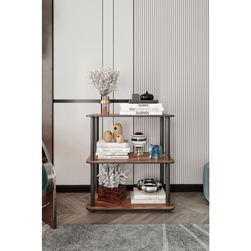  Bookshelf Bookcase 3-Tiers Rect, colour Walnut slika 2