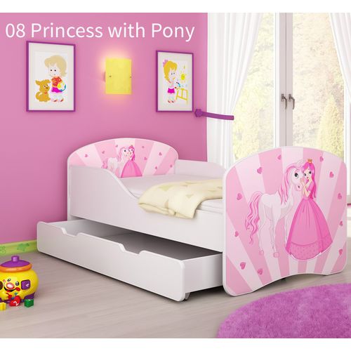 Dječji krevet ACMA s motivom + ladica 140x70 cm 08-princess-with-pony slika 1