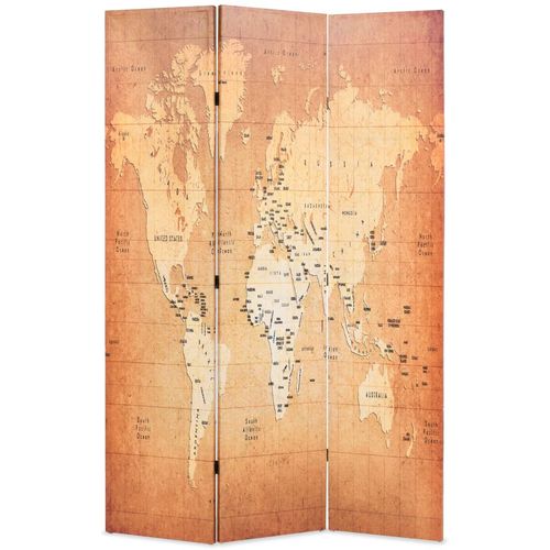Sklopiva sobna pregrada s kartom svijeta 120 x 170 cm žuta slika 6