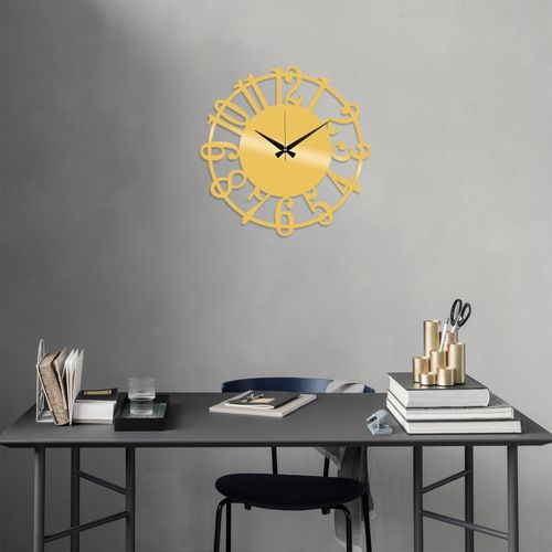 Wallity Ukrasni metalni zidni sat, Metal Wall Clock 15 - Gold slika 1