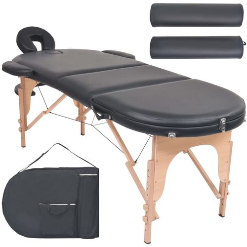 Sklopivi masažni stol debljine 4 cm s 2 jastučića ovalni crni slika 28