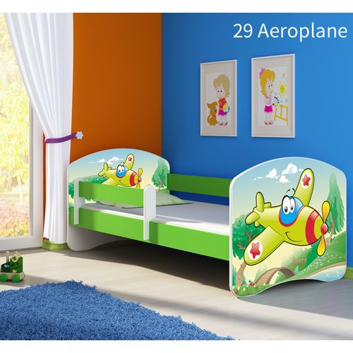 Dječji krevet ACMA s motivom, bočna zelena 140x70 cm 29-aeroplane slika 1