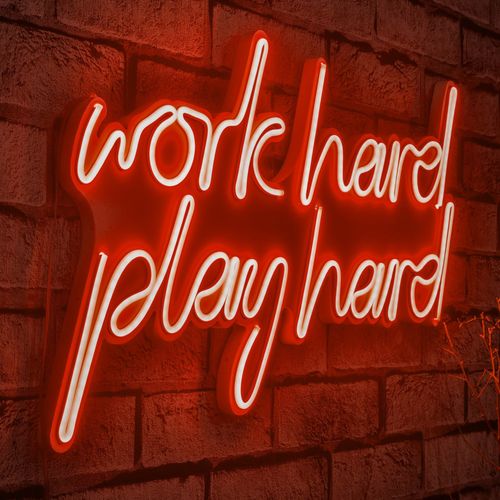 Work Hard Play Hard - Red Red Decorative Plastic Led Lighting slika 1