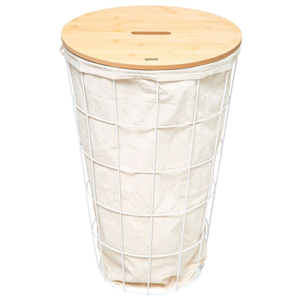 FIVE KOŠARA ZA RUBLJE MODERN 42L METAL BIJELA 38.5x38.5x57cm slika 1