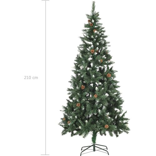 Umjetno božićno drvce sa šiškama i bijelim sjajem 210 cm slika 14