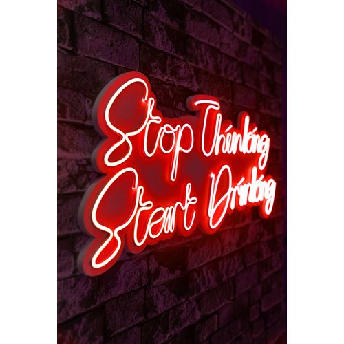 Wallity Ukrasna plastična LED rasvjeta, Stop Thinking Start Drinking - Red slika 1