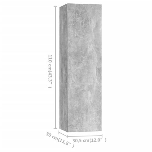 3-dijelni set TV ormarića siva boja betona od iverice slika 17