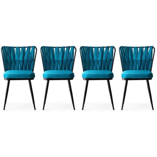 Hanah Home KuÅŸaklÄ± - 228 V4  Black
Blue Chair Set (4 Pieces) slika 1