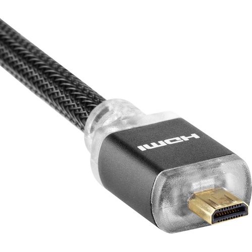 SpeaKa Professional HDMI priključni kabel HDMI A utikač, HDMI Micro D utikač 3.00 m crna SP-7870608 audio povratni kanal (arc), pozlaćeni kontakti, obložen, s LED, Ultra HD (4K) HDMI HDMI kabel slika 4