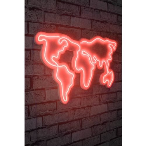 Wallity Ukrasna plastična LED rasvjeta, World Map - Red slika 11