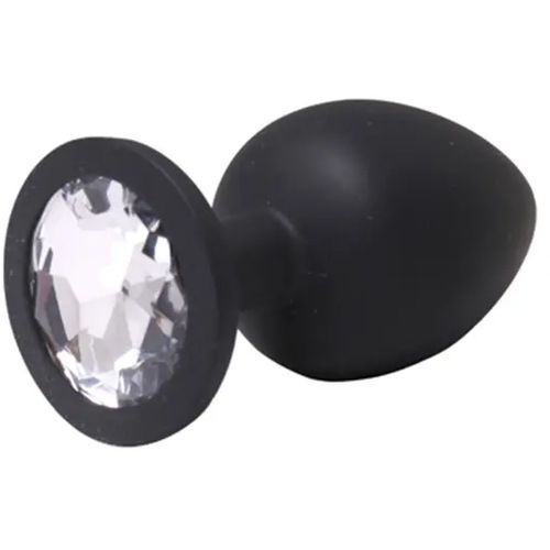 Srednji crni silikonski analni dildo sa dijamantom slika 1
