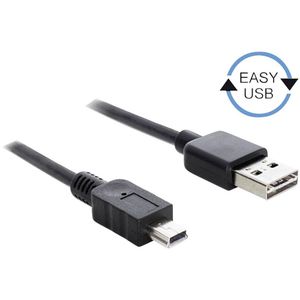 Delock USB 2.0 priključni kabel [1x muški konektor USB 2.0 tipa a - 1x muški konektor USB 2.0 tipa mini b] 3.00 m crna utikač primjenjiv s obje strane, pozlaćeni kontakti, UL certificiran USB 2.0 priključni kabel [1x USB 2.0 utikač A - 1x USB 2.0 utikač Mini-B] 3 m crni pozlaćeni kontakti Delock