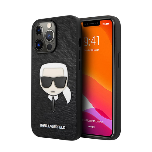 Maska Karl Lagerfeld Saffiano Karl Head za iPhone 13 6.1 crna (KLHCP13MSAKHBK) slika 1