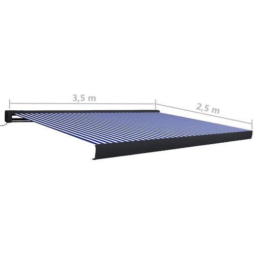 Motorizirana kazetna tenda 350 x 250 cm plavo-bijela slika 19