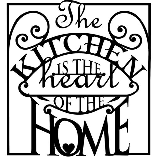 Wallity The Kitchen Is The Heart Of The Home Black Decorative Metal Wall Accessory slika 3