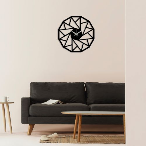 Wallity Ukrasni metalni zidni sat, Metal Wall Clock 18 - Black slika 1