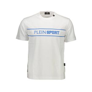 PLEIN SPORT WHITE MEN'S SHORT SLEEVE T-SHIRT