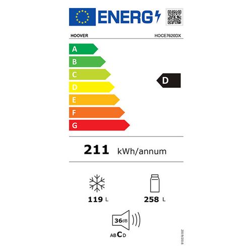 Hoover HOCE7620DX Kombinovani frižider, NoFrost, Širina 59.5cm, Visina 200cm, Inox boja slika 7