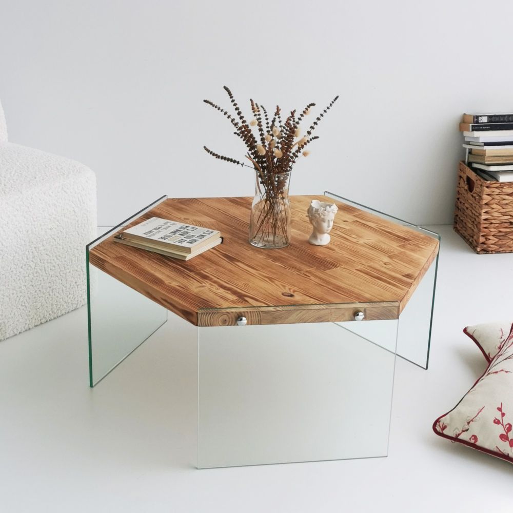 Stol za kafu Hexagon S304 od hrastovine slika 1