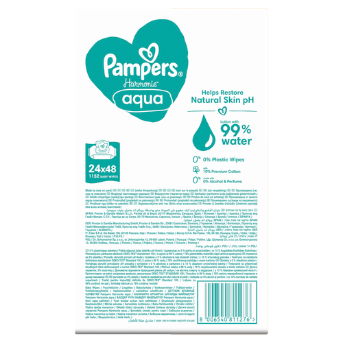 Pampers vlažne maramice Harmonie Aqua 24 x 48 komada slika 3