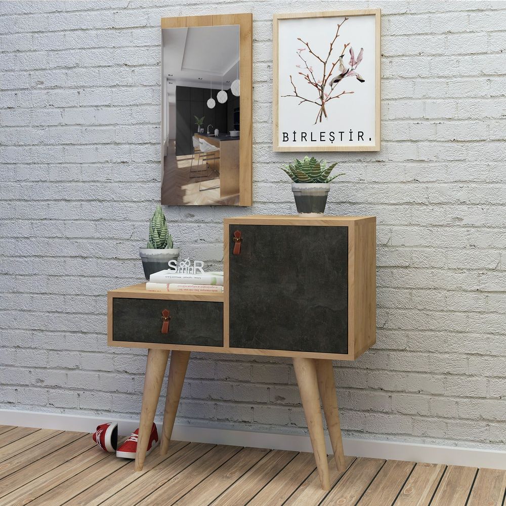 Janna Oak Tamno Siva Hall Stand slika 2