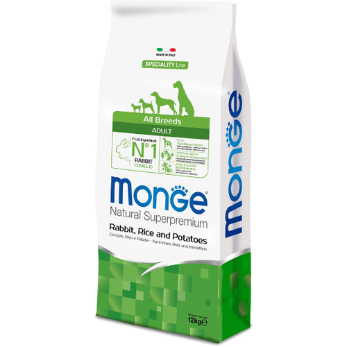 Monge Natural Superpremium Dog All Breeds Adult Monoprotein Rabbit With Rice And Potatoes 12 kg slika 1