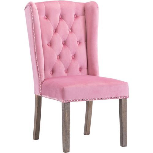 Blagovaonska stolica ružičasta baršunasta slika 2