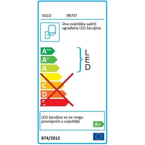 Eglo Brianza vanjska zidna/1, led, 4,8w, 450lm, ip44, lijevani aluminij/crna  slika 2