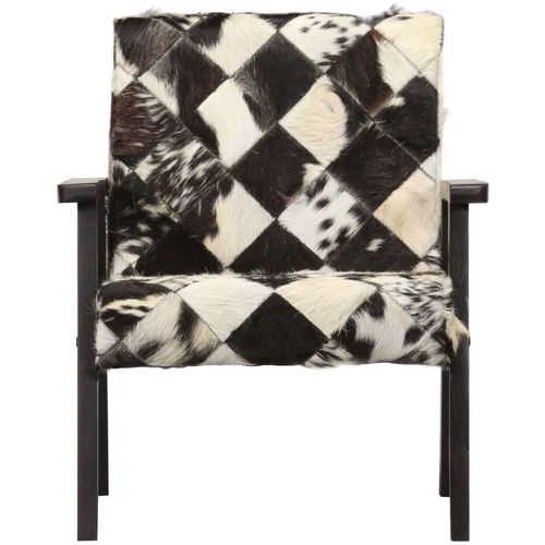 Fotelja od prave kože crno-bijela slika 3
