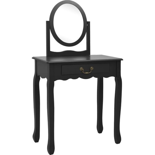 Toaletni stolić sa stolcem crni 65x36x128 cm paulovnija i MDF slika 2