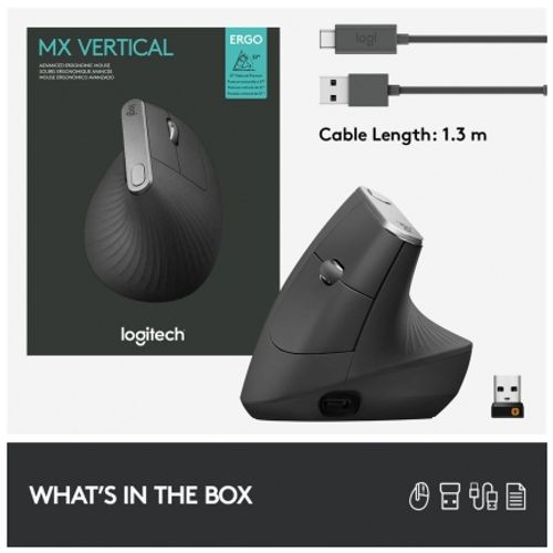 Logitech MX VERTICAL ergonomska bežična miš, Bluetooth, Unifying, USB-C slika 4