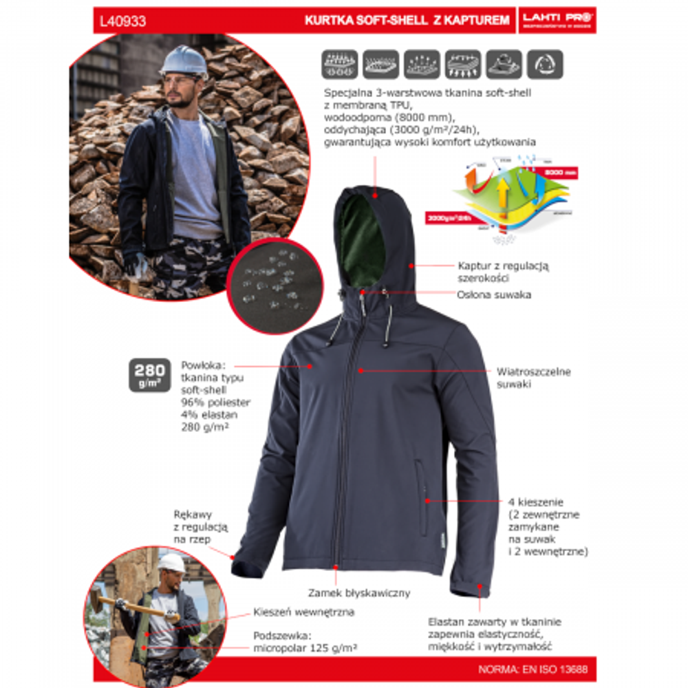 SOFTSHELL JAKNA PLAVA, XL  L4093304 slika 1