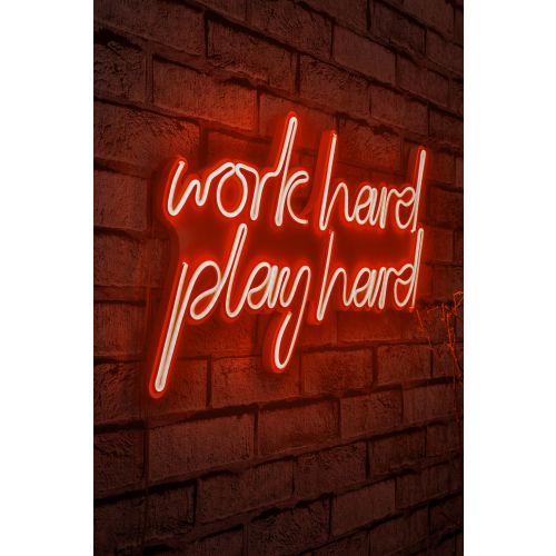 Wallity Ukrasna plastična LED rasvjeta, Work Hard Play Hard - Red slika 1