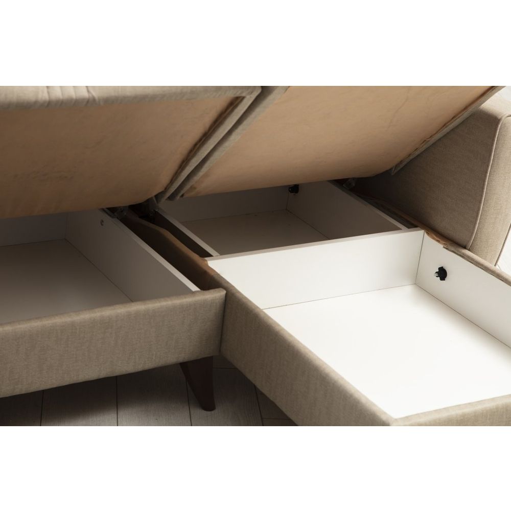 Zaden - Bež Ugaoni Sofa-Krevet slika 6