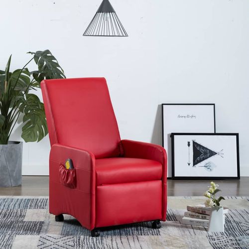 Masažna fotelja od umjetne kože crvena slika 12