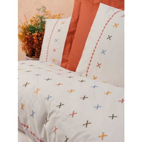 L'essential Maison Joli - Crveno-beli Ranforce Set za Pokrivač za Dvostruki Krevet slika 2