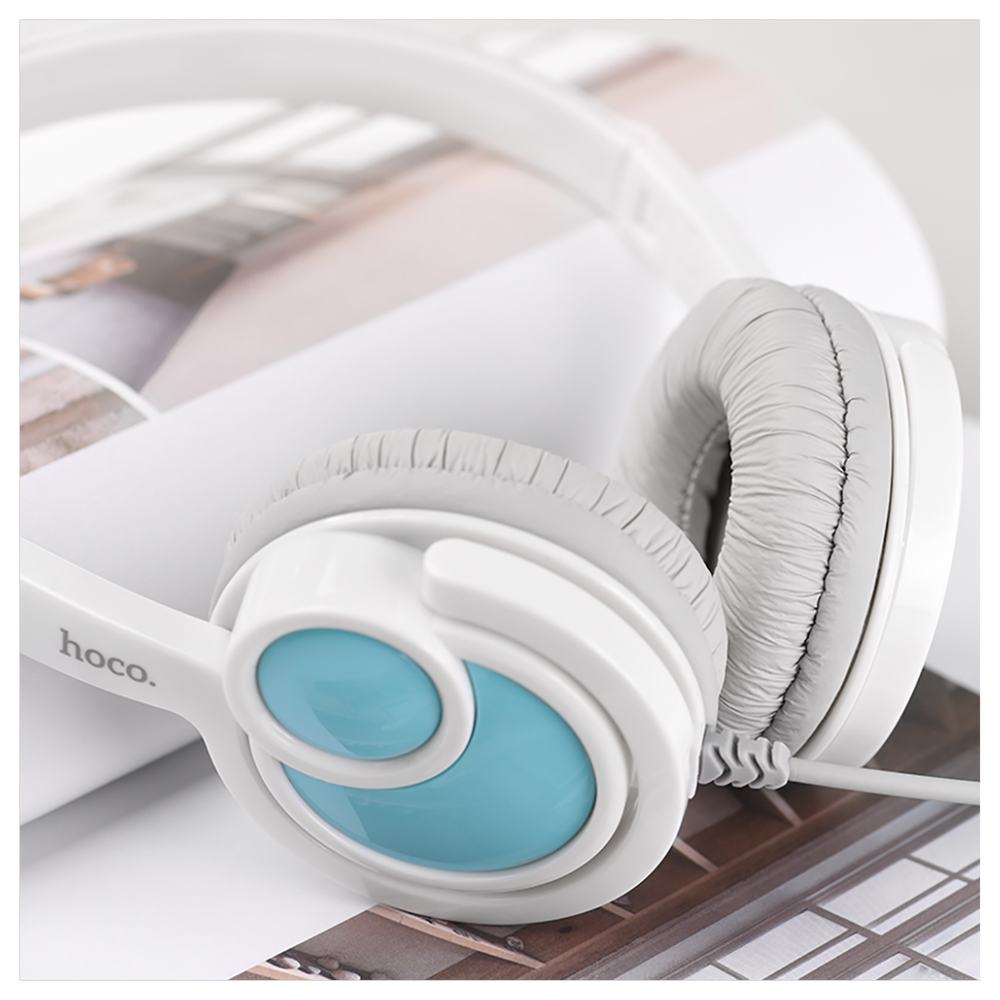 hoco. Slušalice sa mikrofonom, 3.5 mm,dužina kabela 1.5 met,bijela - W17 Delightful Headphones MIC WH slika 4