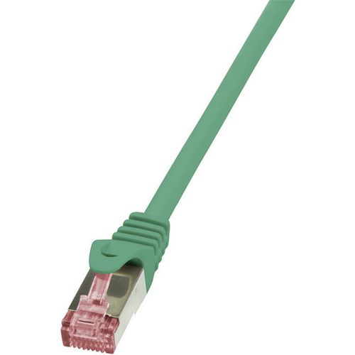 LogiLink CQ2035S RJ45 mrežni kabel, Patch kabel cat 6 S/FTP 1.00 m zelena vatrostalan, sa zaštitom za nosić 1 St. slika 2