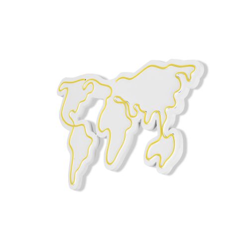 Wallity Ukrasna plastična LED rasvjeta, World Map - Yellow slika 15