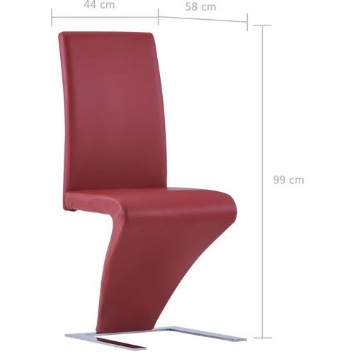 Blagovaonske stolice cik-cak oblika od umjetne kože 4 kom crvene slika 7