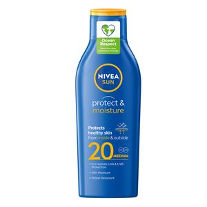 NIVEA SUN Protect & Moisture hidratantni losion za sunčanje SPF 20, 200 ml